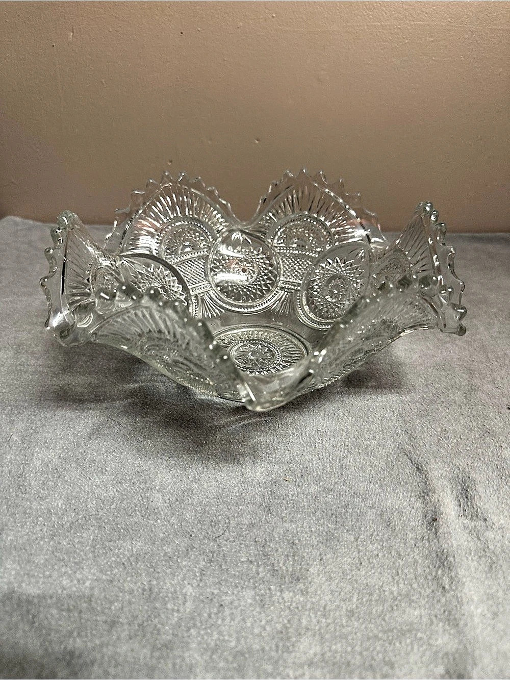 Clear Pressed Glass Serving Bowl